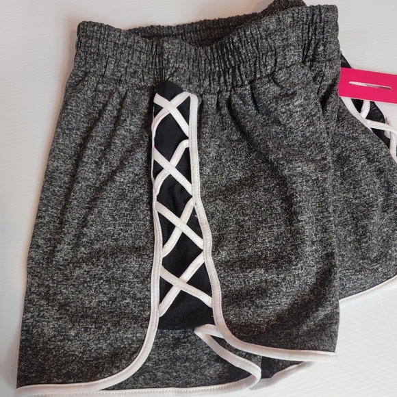 Shosho Shorts Womens Medium Black Gray Pull On Elastic Waist Stretch Active. mb - Picture 7 of 8